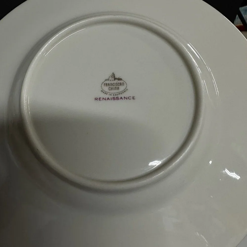 Franciscan Renaissance Grey SAUCER For Footed‎ Soup Bowl Floral Leaves Gold Trim